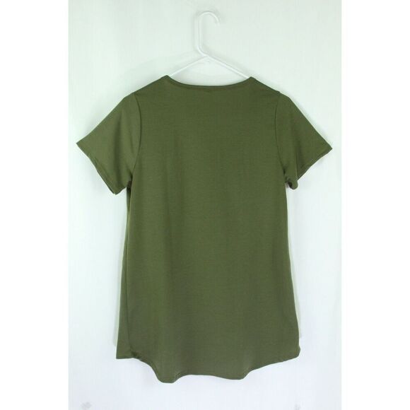 Lularoe T-Shirt Small Short Sleeve Olive Green Hi-Lo Womens Stretch - Picture 3 of 5